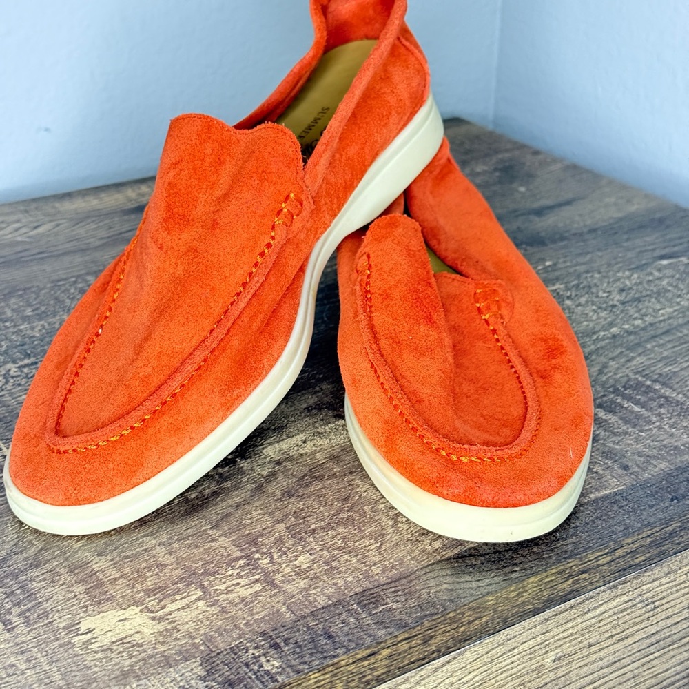 Loro Piana Orange Suede Moccasins